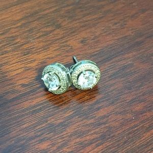 Swarovski crystal halo design post earrings